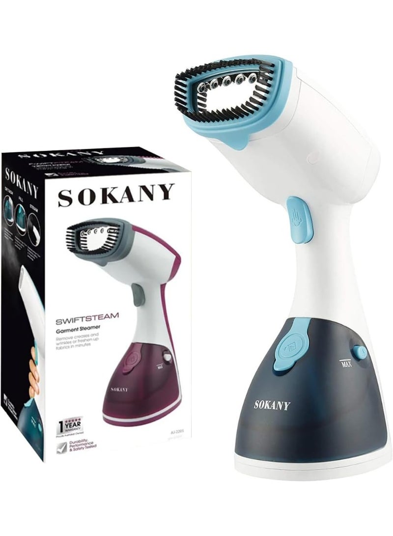 Sokany 1200W Handheld Steam Iron, 250ml Capacity, Heats up in 30 seconds, Continuous steam for 6 minutes, Wrinkle-free results for any fabric, AJ-2205 (Blue-Purple) - Image 1